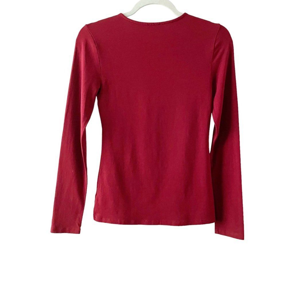 Express Burgundy Crossed Lace V Neck Long Sleeve Top S - Picture 3 of 9